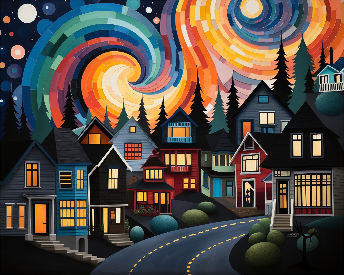 Swirling Night Village – Paint by Numbers Kit
