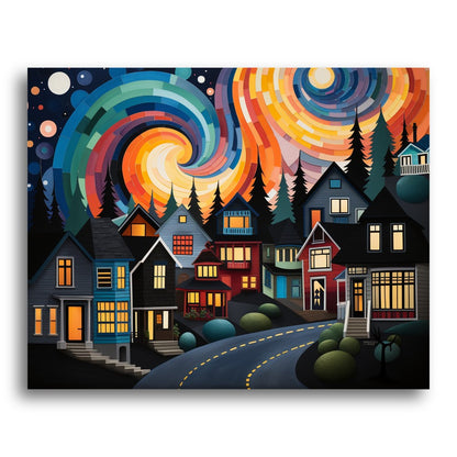 Swirling Night Village – Paint by Numbers Kit