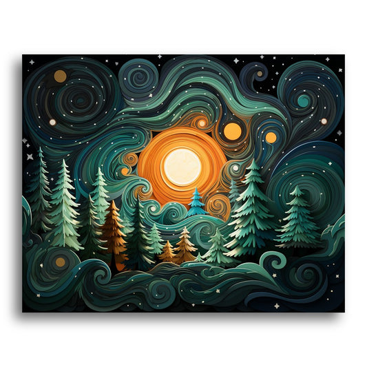 Swirling Night Forest – Paint by Numbers Kit