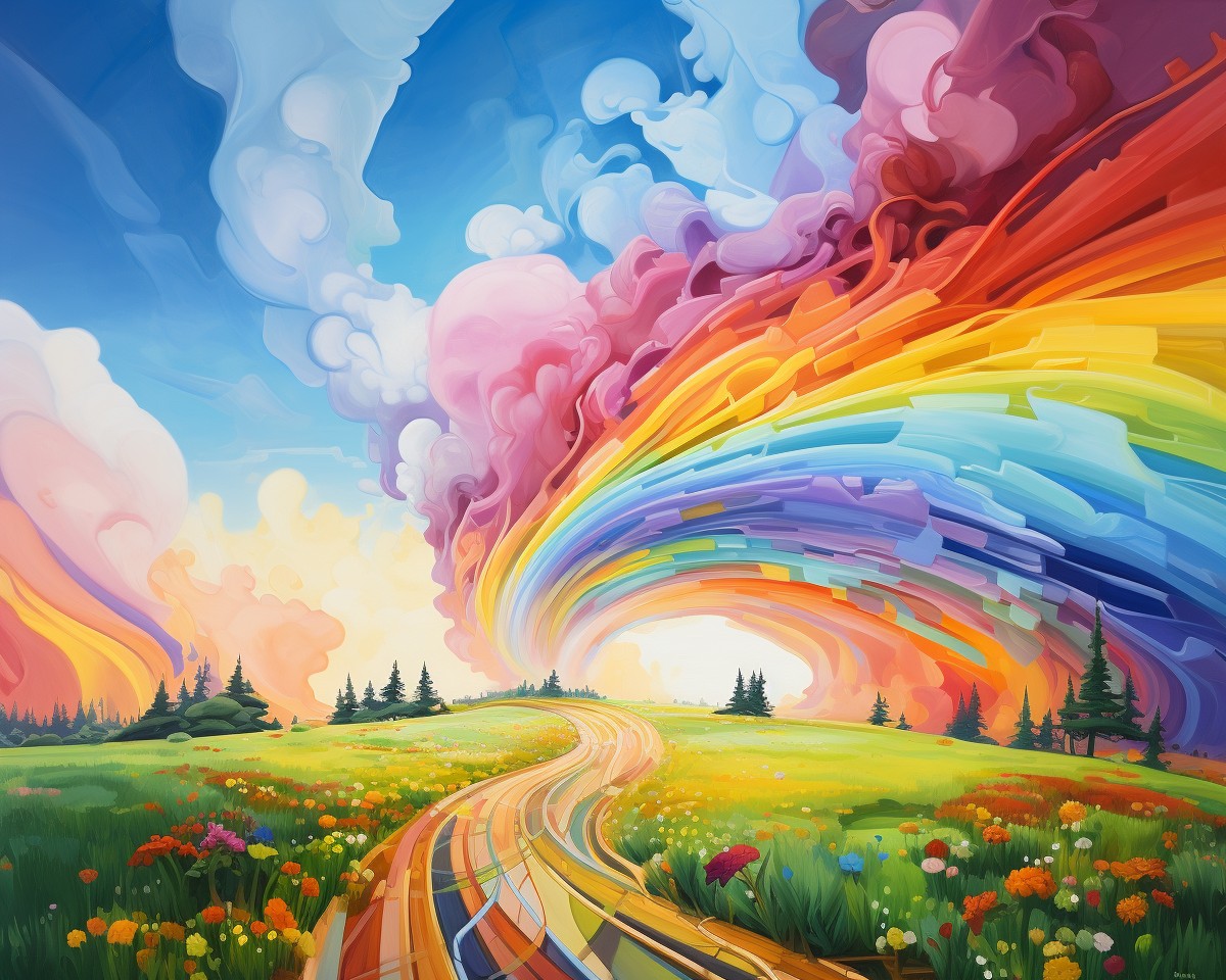 Rainbow Sky Meadow – Paint by Numbers Kit
