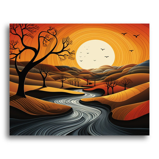 Sunset River Landscape – Paint by Numbers Kit