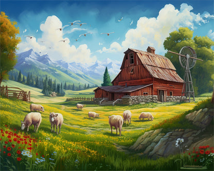 Mountain Farm Sheep – Paint by Numbers Kit