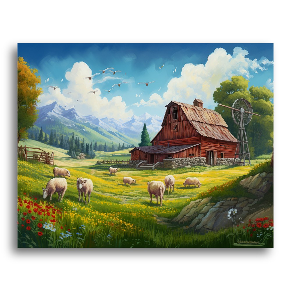 Mountain Farm Sheep – Paint by Numbers Kit