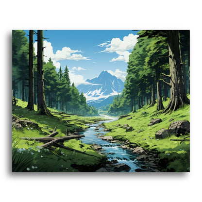 Mountain Stream Forest – Paint by Numbers Kit