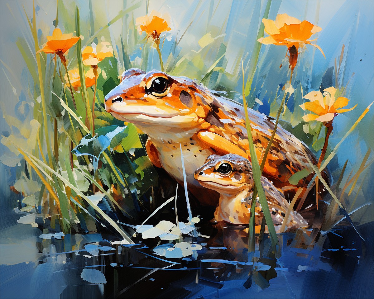 Golden Frogs in Bloom – Paint by Numbers Kit