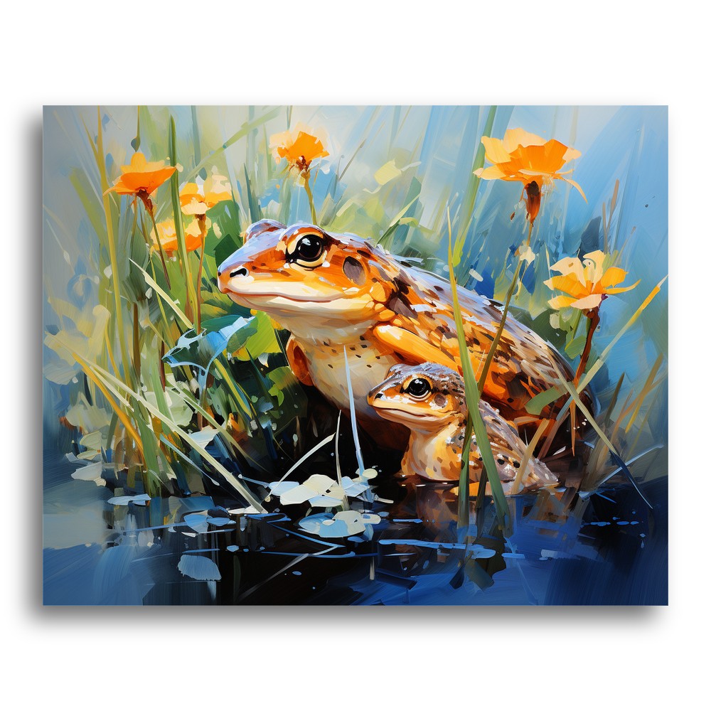 Golden Frogs in Bloom – Paint by Numbers Kit