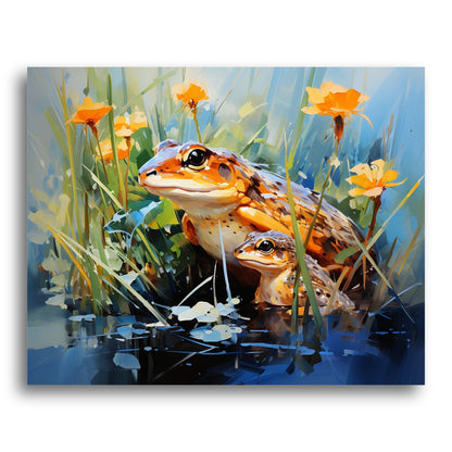 Golden Frogs in Bloom – Paint by Numbers Kit