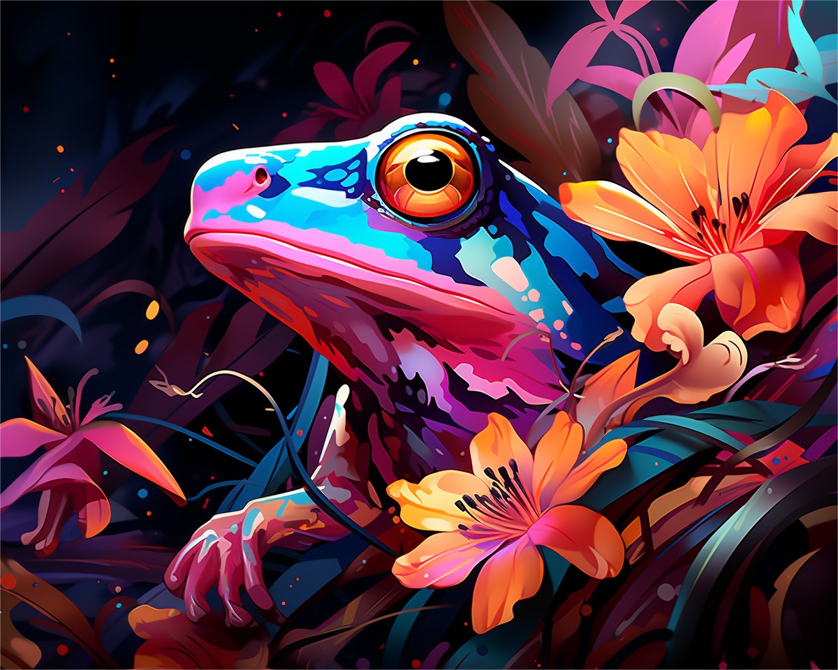 Vibrant Frog Bloom – Paint by Numbers Kit