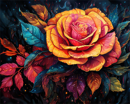 Vibrant Dewy Rose – Paint by Numbers Kit