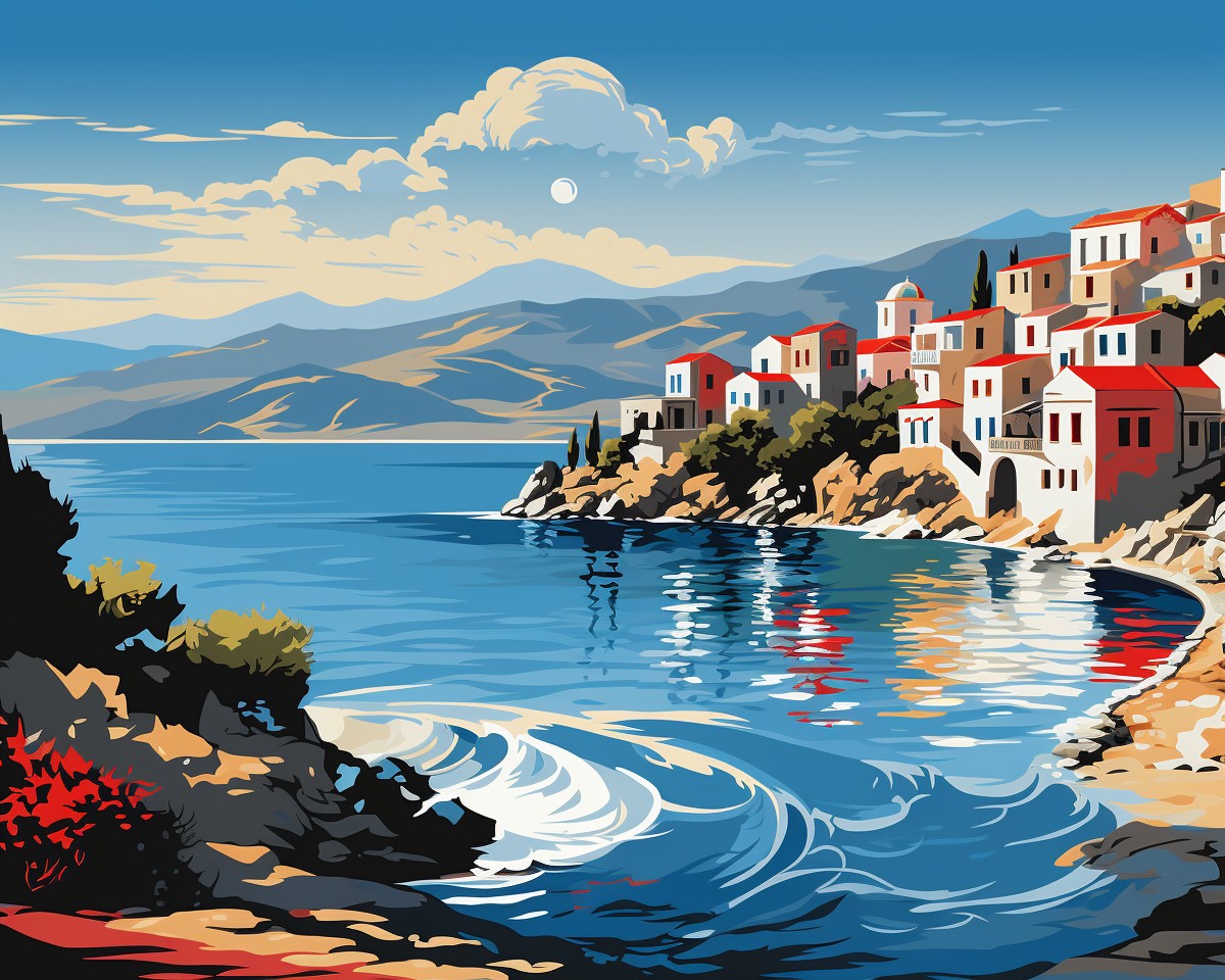 Coastal Village Bay – Paint by Numbers Kit