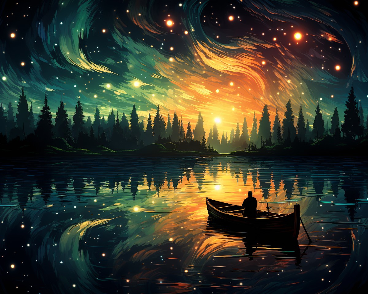 Nighttime Rowboat Fantasy – Paint by Numbers Kit