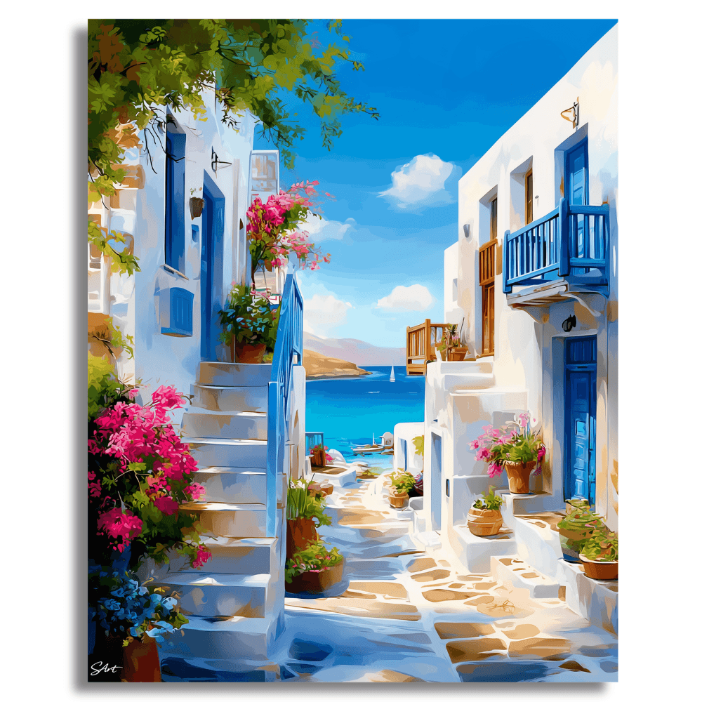 Mediterranean Sea Village - Paint by Numbers Kit