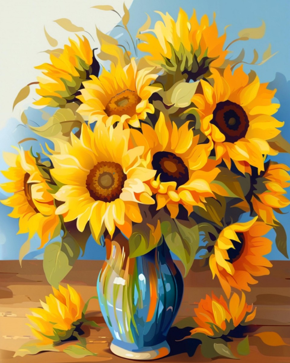 Sunlit Sunflower Bouquet – Paint by Numbers Kit