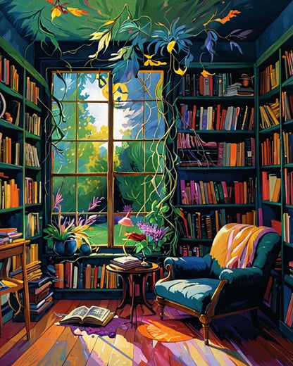 Cozy Library Nook – Paint by Numbers Kit