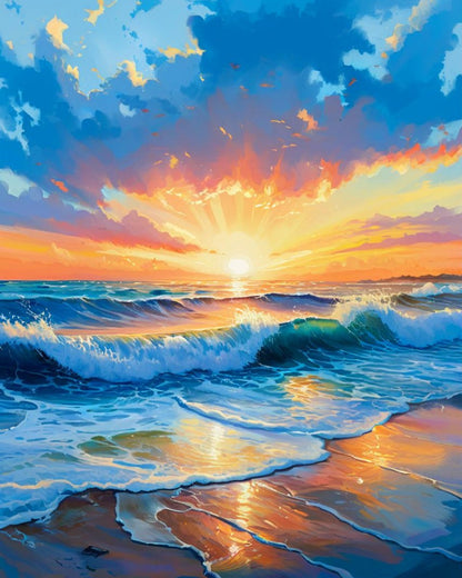 Sunset Ocean Waves – Paint by Numbers Kit