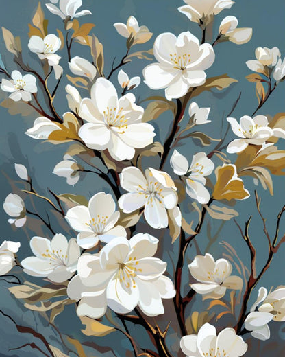 White Blossom Branch – Paint by Numbers Kit