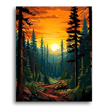 Sunset Forest Path – Paint by Numbers Kit