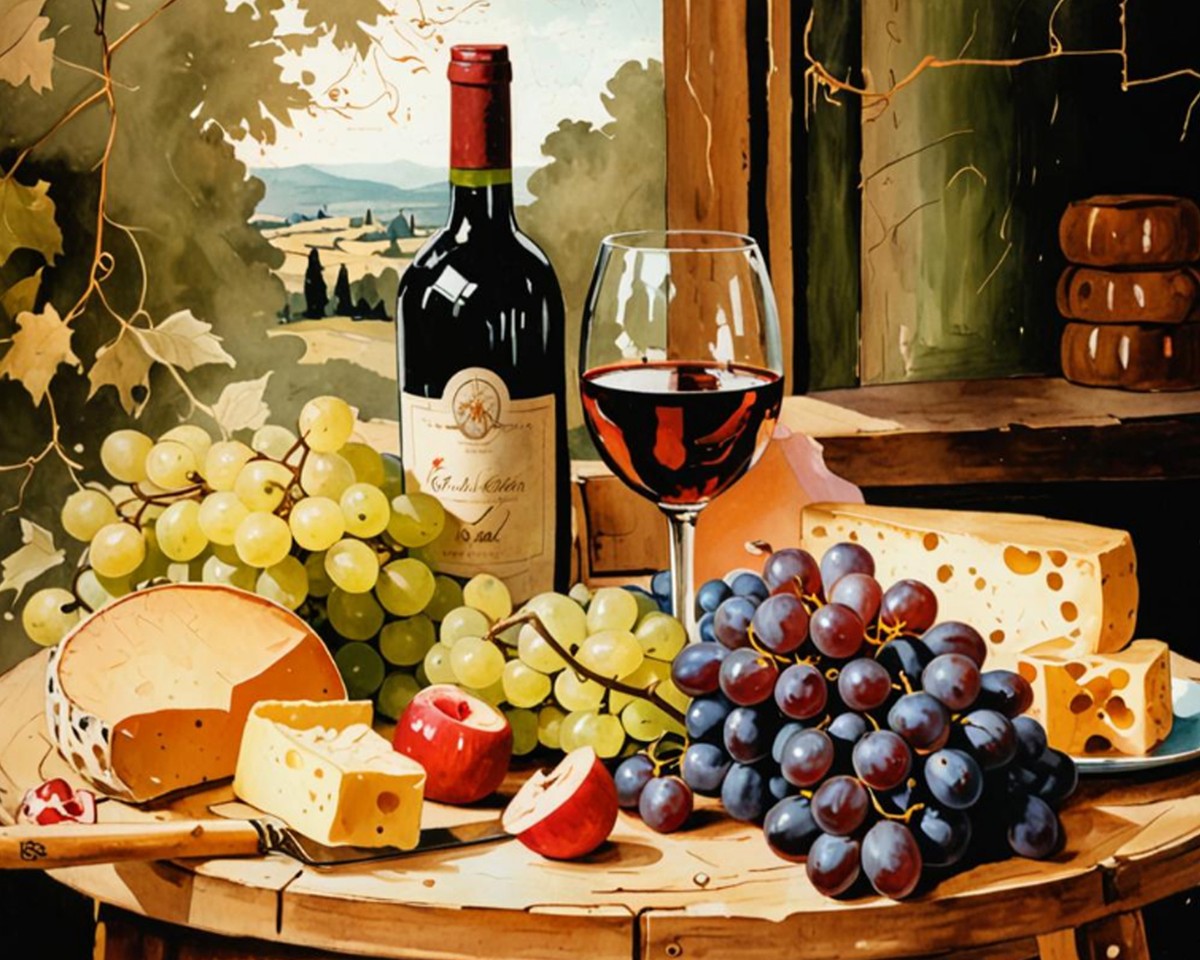 Rustic Wine and Cheese – Paint by Numbers Kit