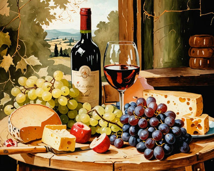 Rustic Wine and Cheese – Paint by Numbers Kit