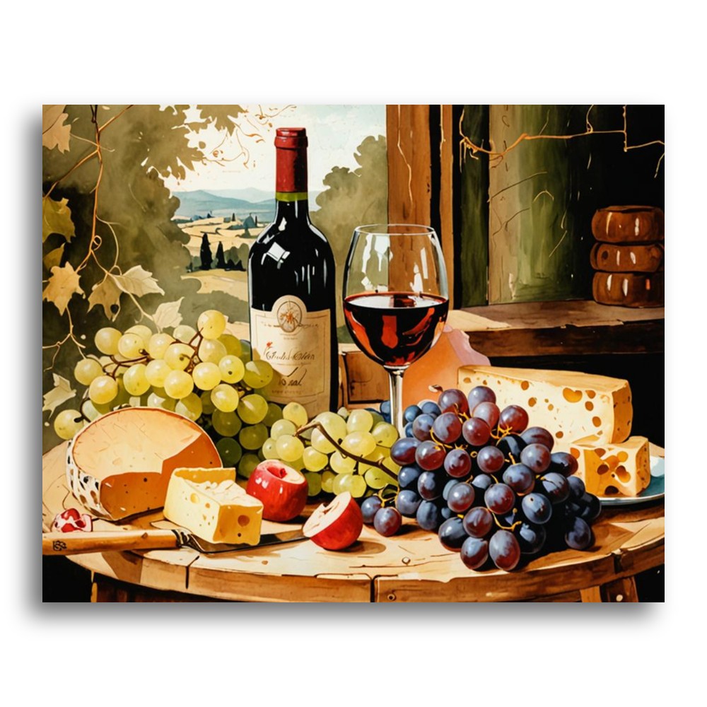 Rustic Wine and Cheese – Paint by Numbers Kit