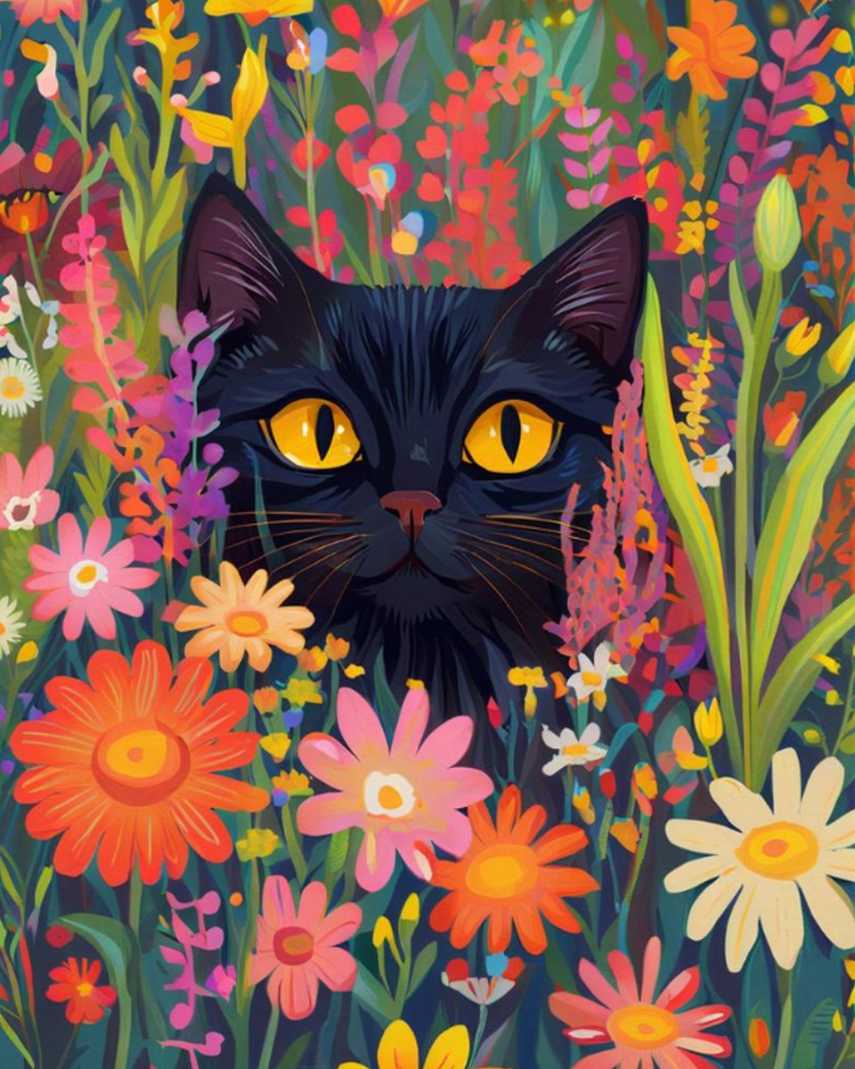 Midnight Cat Garden – Paint by Numbers Kit
