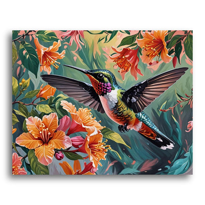Vibrant Hummingbird Bloom – Paint by Numbers Kit