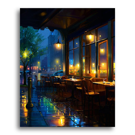 Rainy Night Cafe – Paint by Numbers Kit