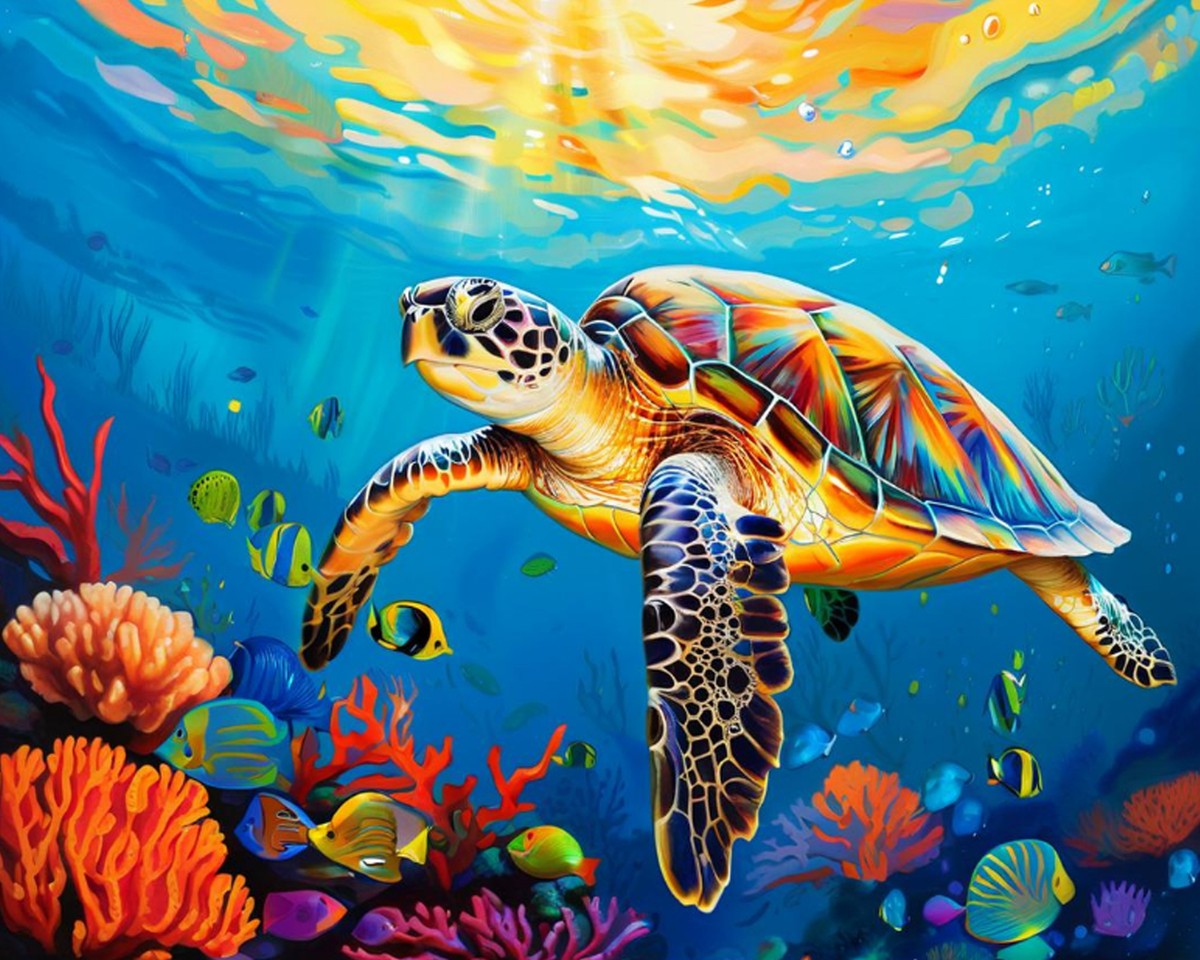 Radiant Reef Turtle – Paint by Numbers Kit