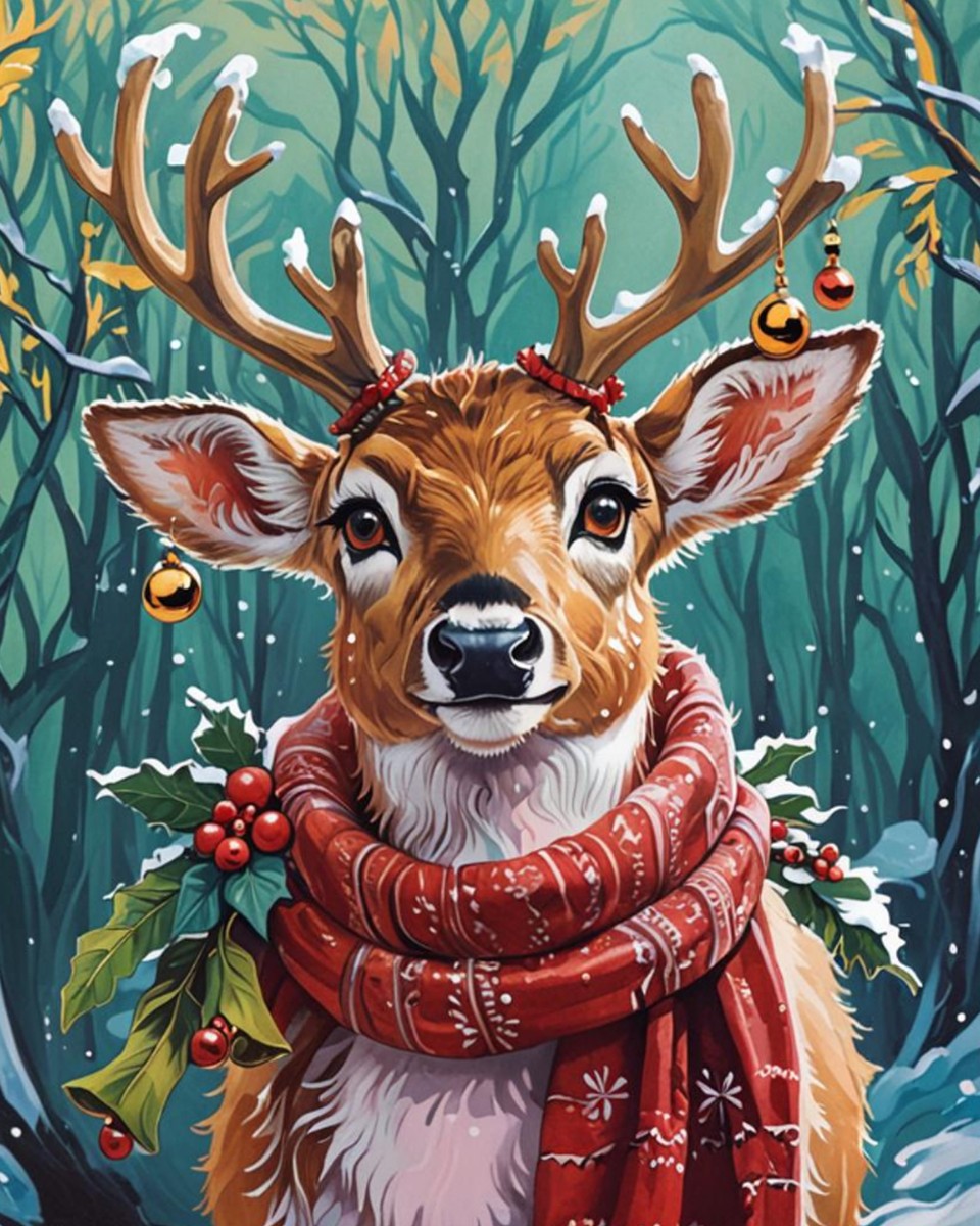 Festive Winter Deer – Paint by Numbers Kit