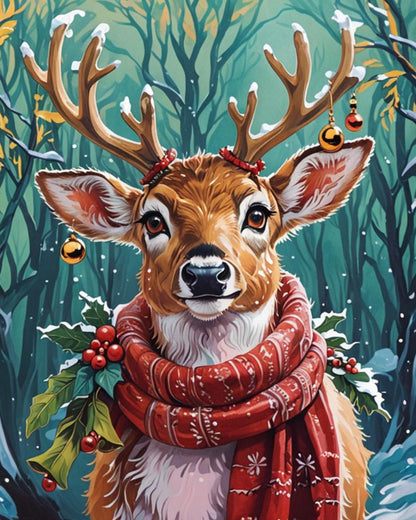 Festive Winter Deer – Paint by Numbers Kit