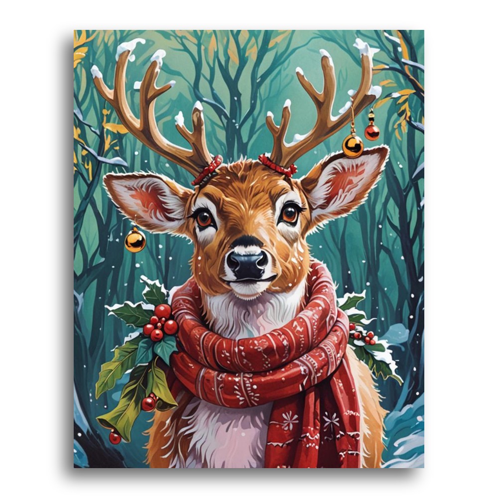 Festive Winter Deer – Paint by Numbers Kit