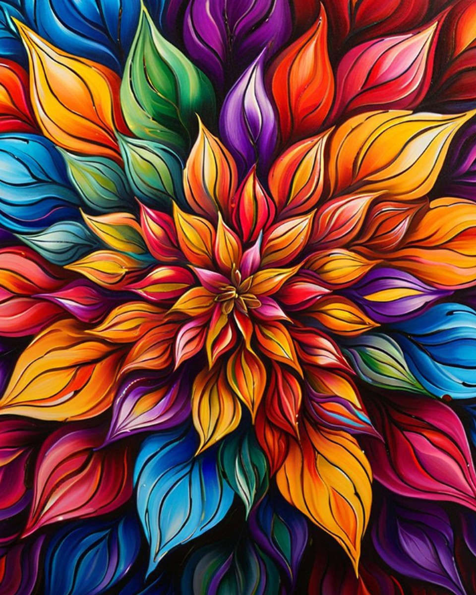 Vibrant Floral Burst – Paint by Numbers Kit