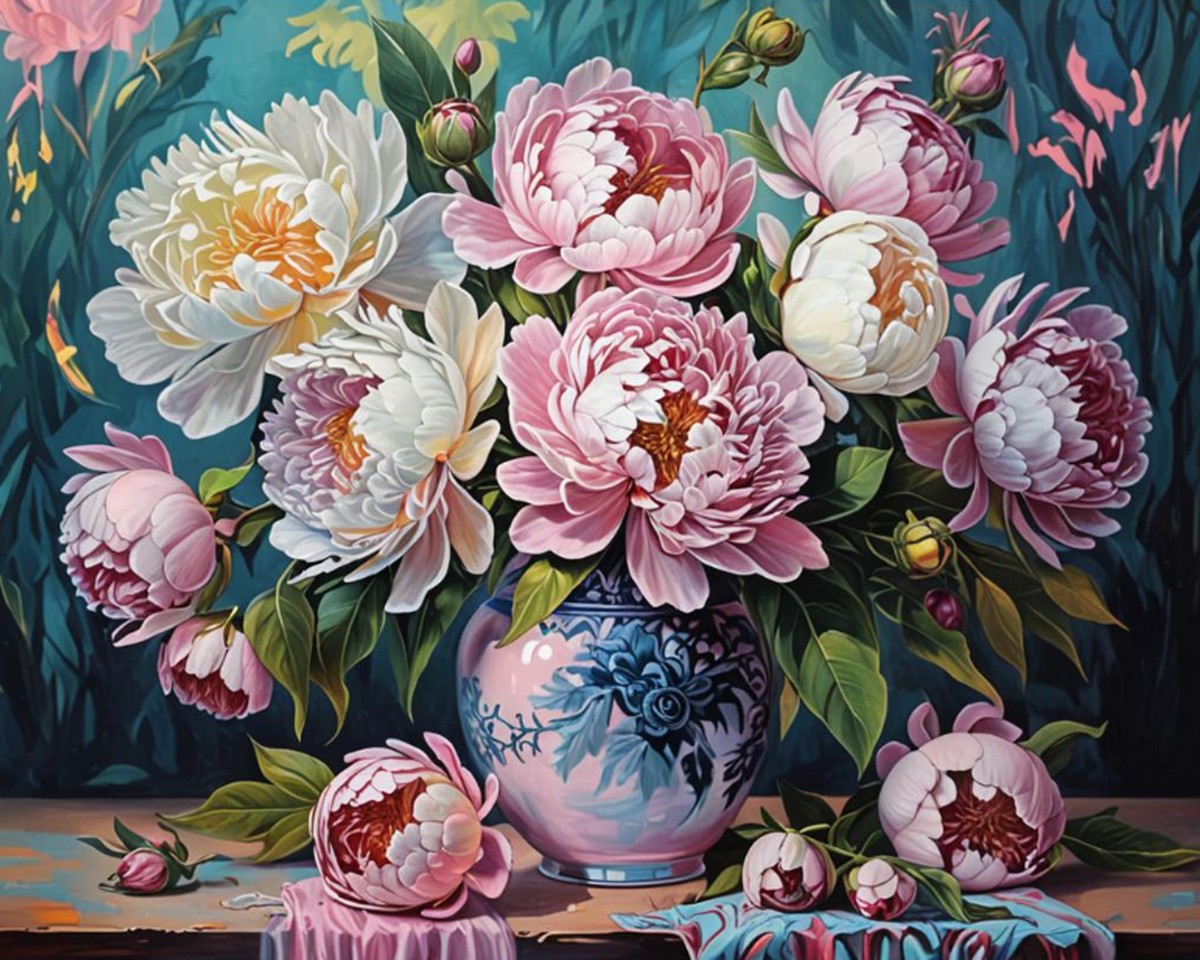 Peony Blossom Vase – Paint by Numbers Kit