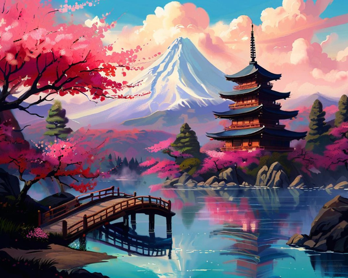 Mount Fuji Pagoda – Paint by Numbers Kit