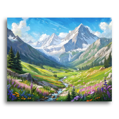 Alpine Mountain Valley – Paint by Numbers Kit