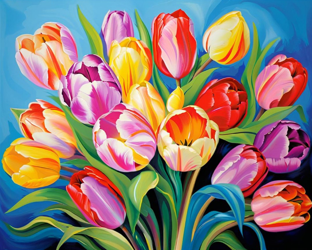 Vibrant Tulip Bouquet – Paint by Numbers Kit