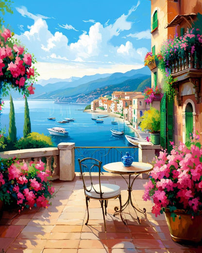 Coastal Balcony View – Paint by Numbers Kit