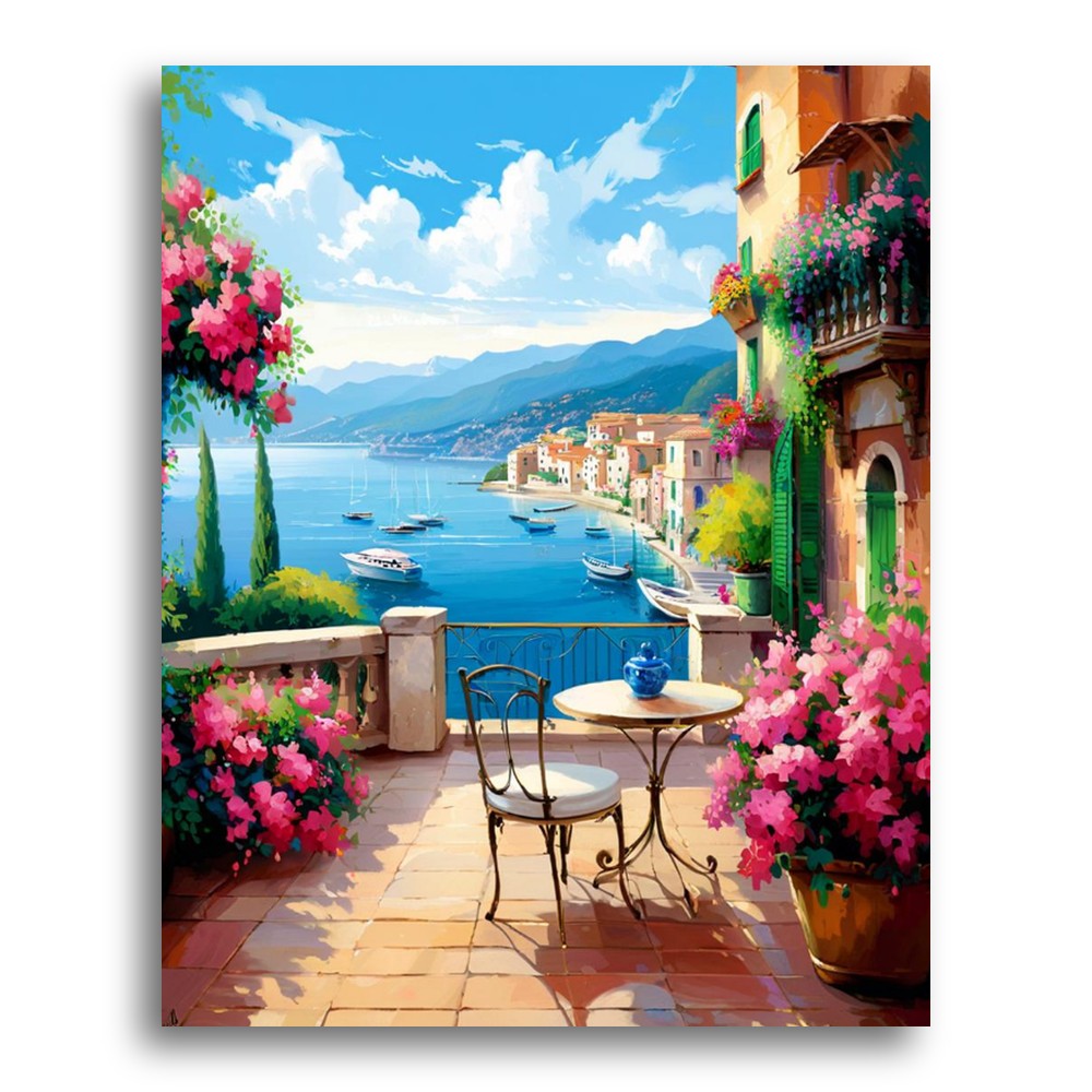Coastal Balcony View – Paint by Numbers Kit