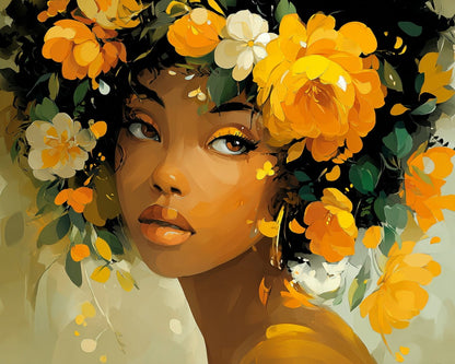 Golden Floral Muse – Paint by Numbers Kit