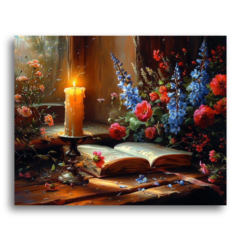 Candlelit Floral Reading – Paint by Numbers Kit