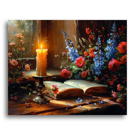 Candlelit Floral Reading – Paint by Numbers Kit