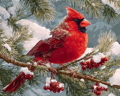 Winter Cardinal Perch – Paint by Numbers Kit