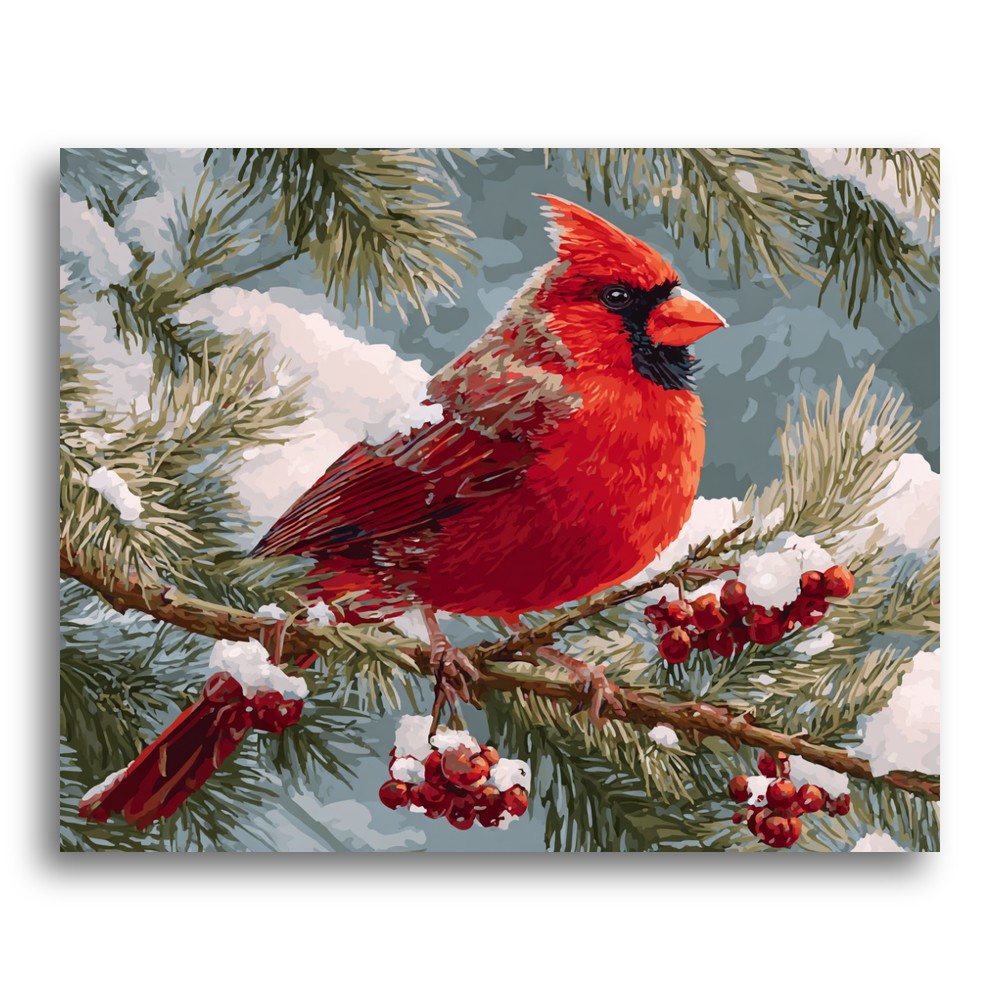 Winter Cardinal Perch – Paint by Numbers Kit