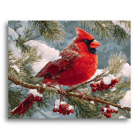 Winter Cardinal Perch – Paint by Numbers Kit