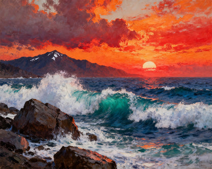Sunset Ocean Waves – Paint by Numbers Kit