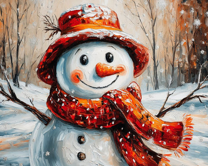 Cheerful Snowman Winter – Paint by Numbers Kit