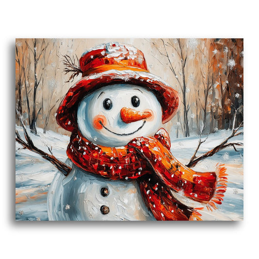Cheerful Snowman Winter – Paint by Numbers Kit