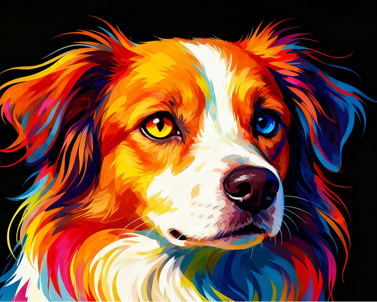 Vibrant Heterochrome Dog – Paint by Numbers Kit