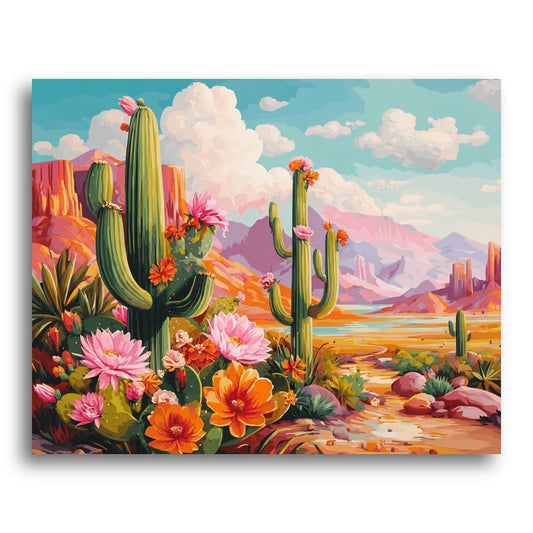 Desert Cactus Bloom – Paint by Numbers Kit