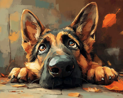Pensive German Shepherd – Paint by Numbers Kit